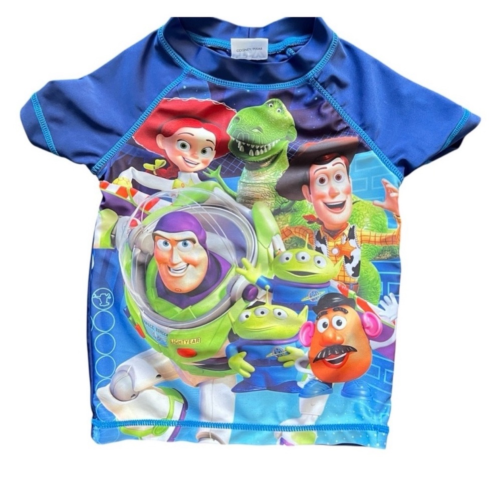 Disney Toy Story Graphic Print Short Sleeve Rash Guard Swim Top Boys Size 3T